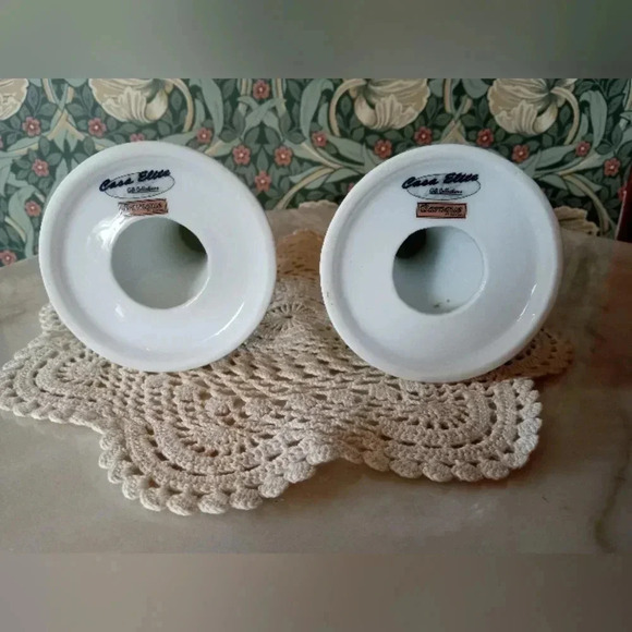 Set of 2 vintage Candle holder ceramic White and gold - Picture 3 of 4